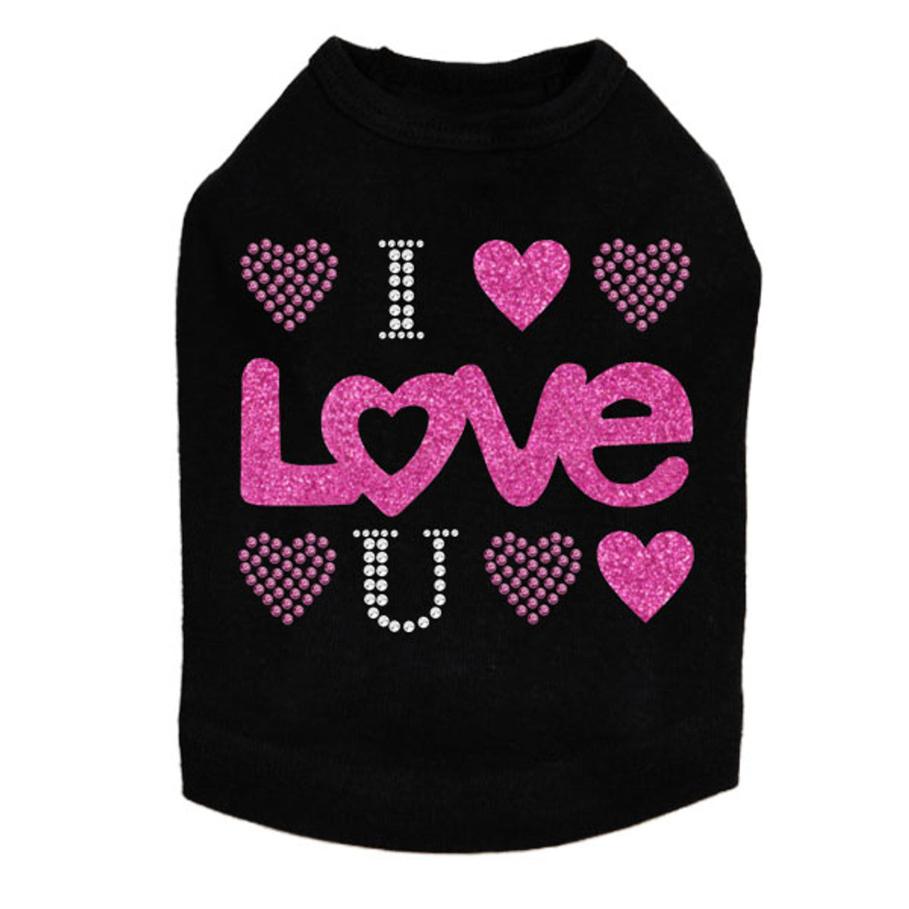 I Love You Pink Glitter - Dog Tank