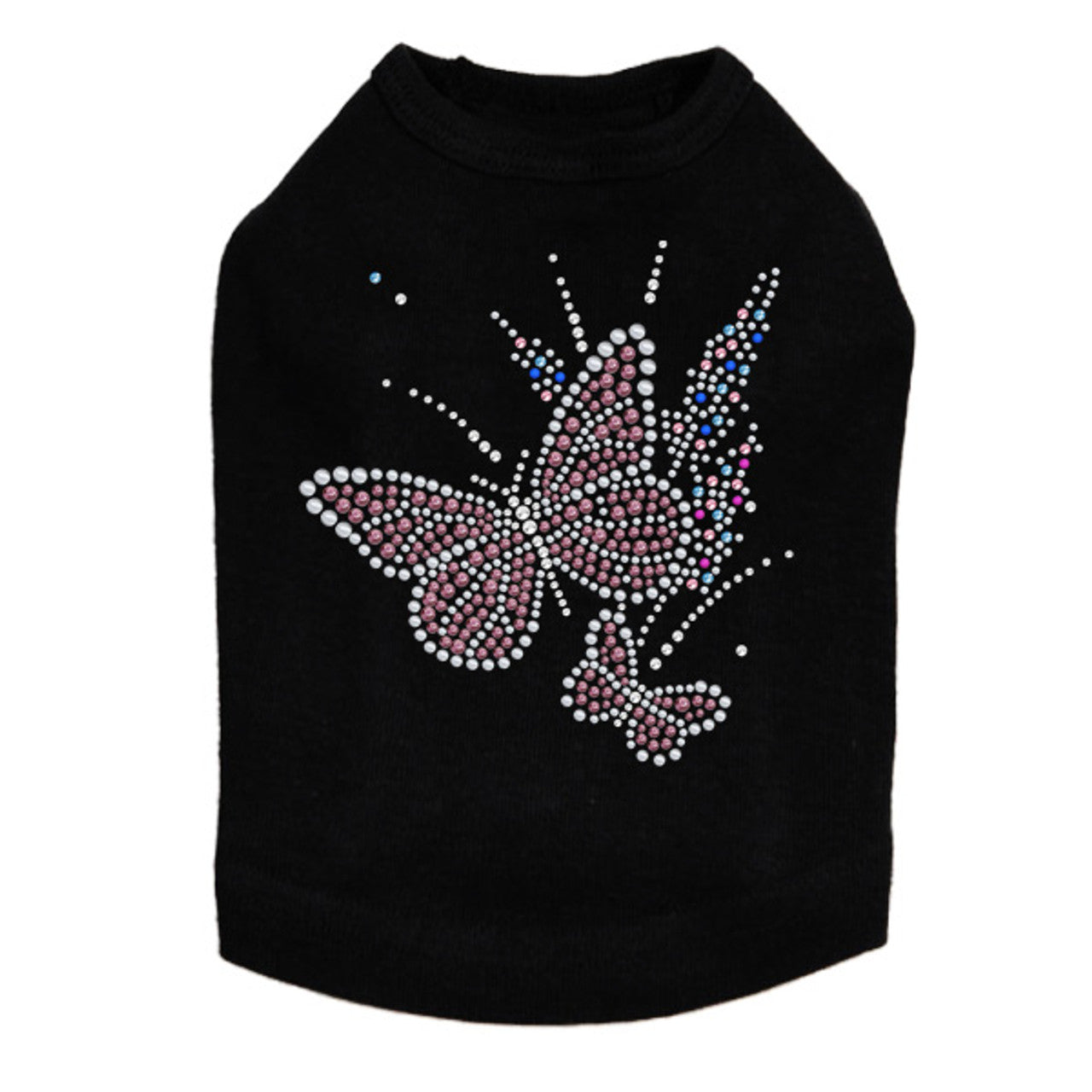 Pink Butterfly with Flowers - Dog Tank