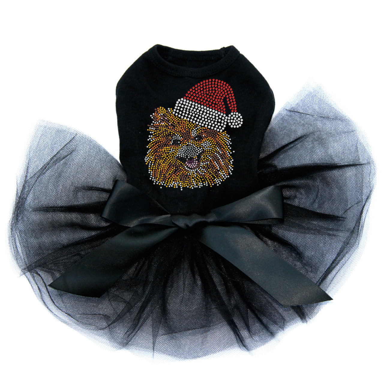 Pomeranian with Santa Hat - Custom Tutu