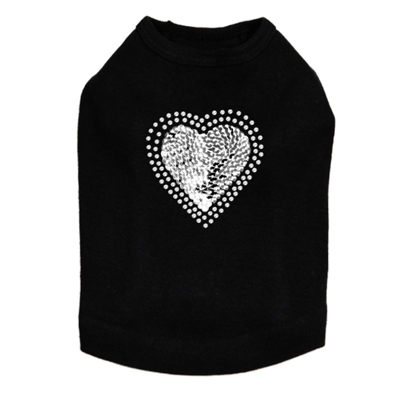 Sequin Silver Heart - Dog Tank