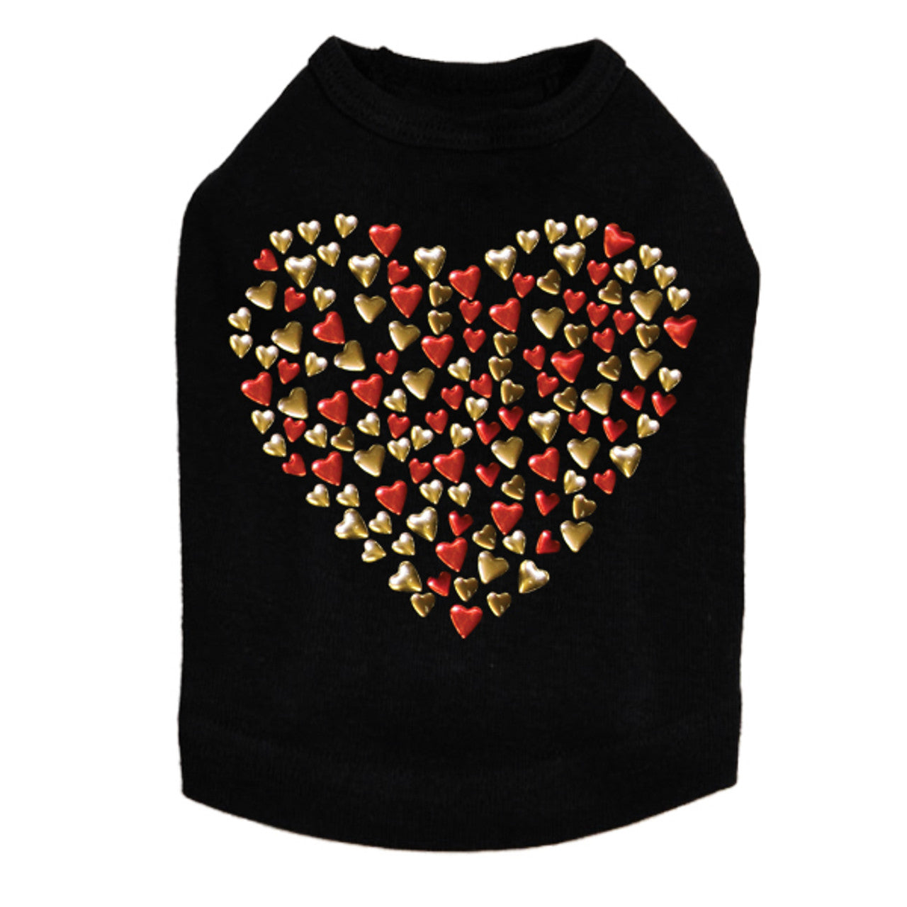 Red & Gold Nailhead Hearts - Dog Tank