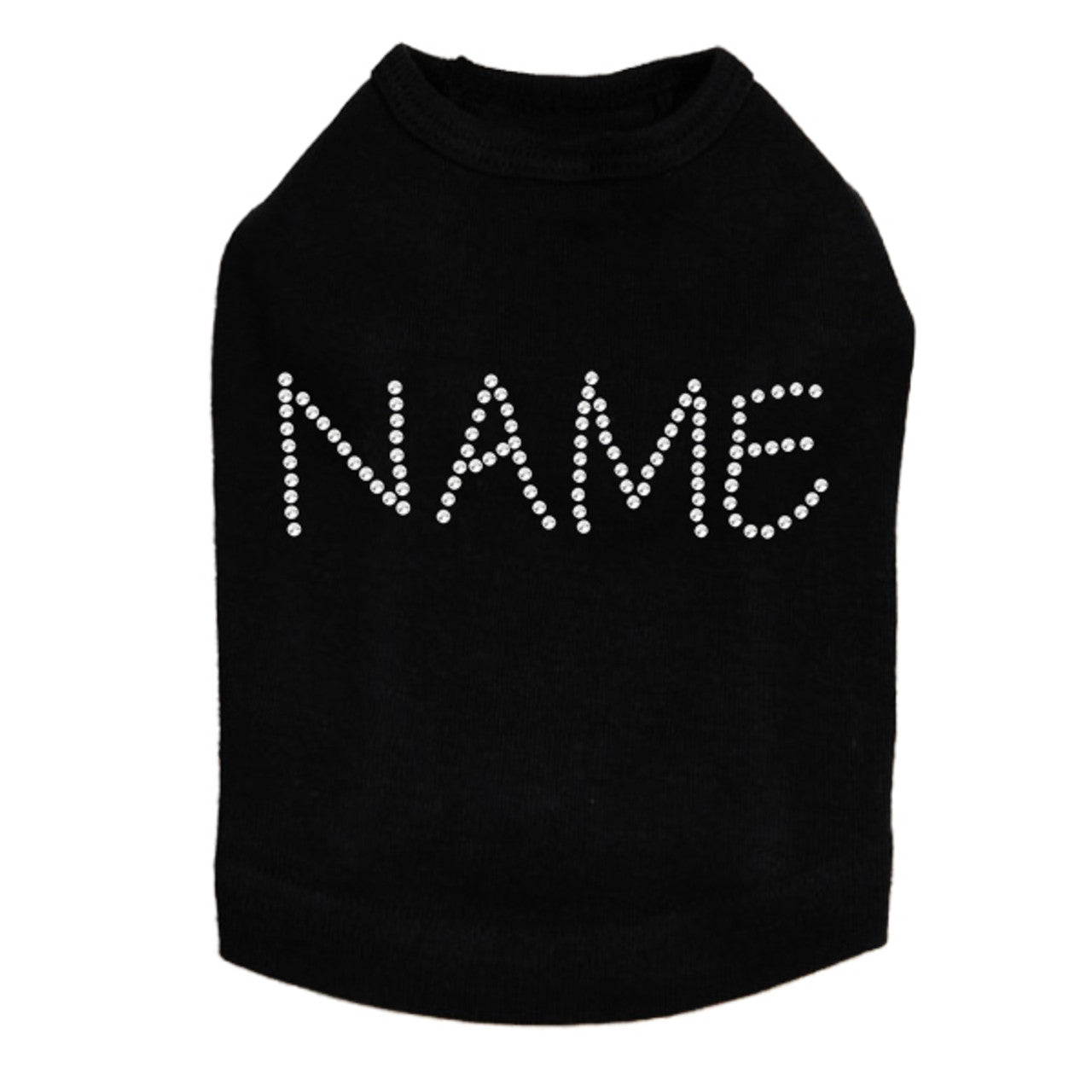 Custom Name or Phrase - Clear Rhinestones - Dog Tank
