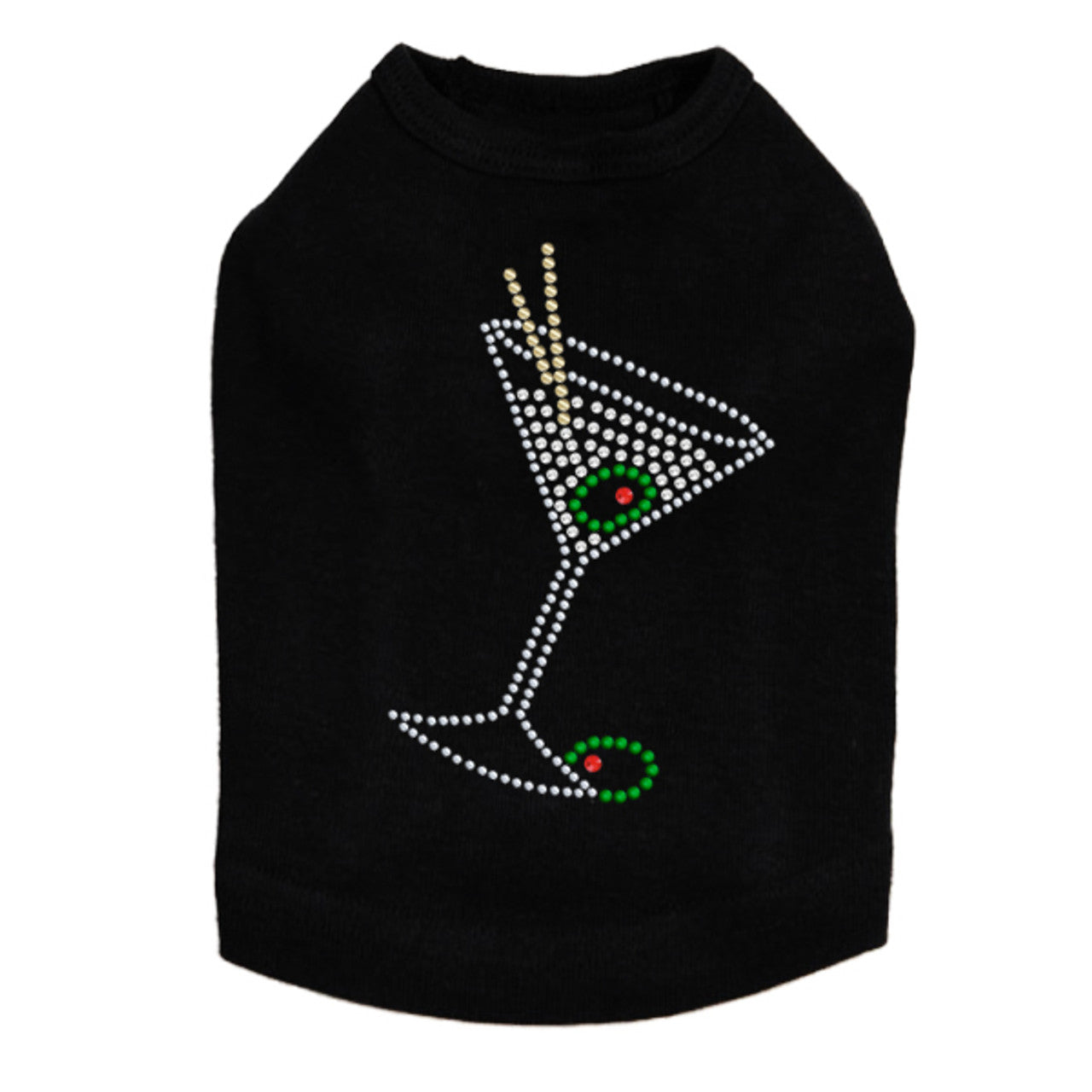 Martini - Silver Rhinestone - Dog Tank