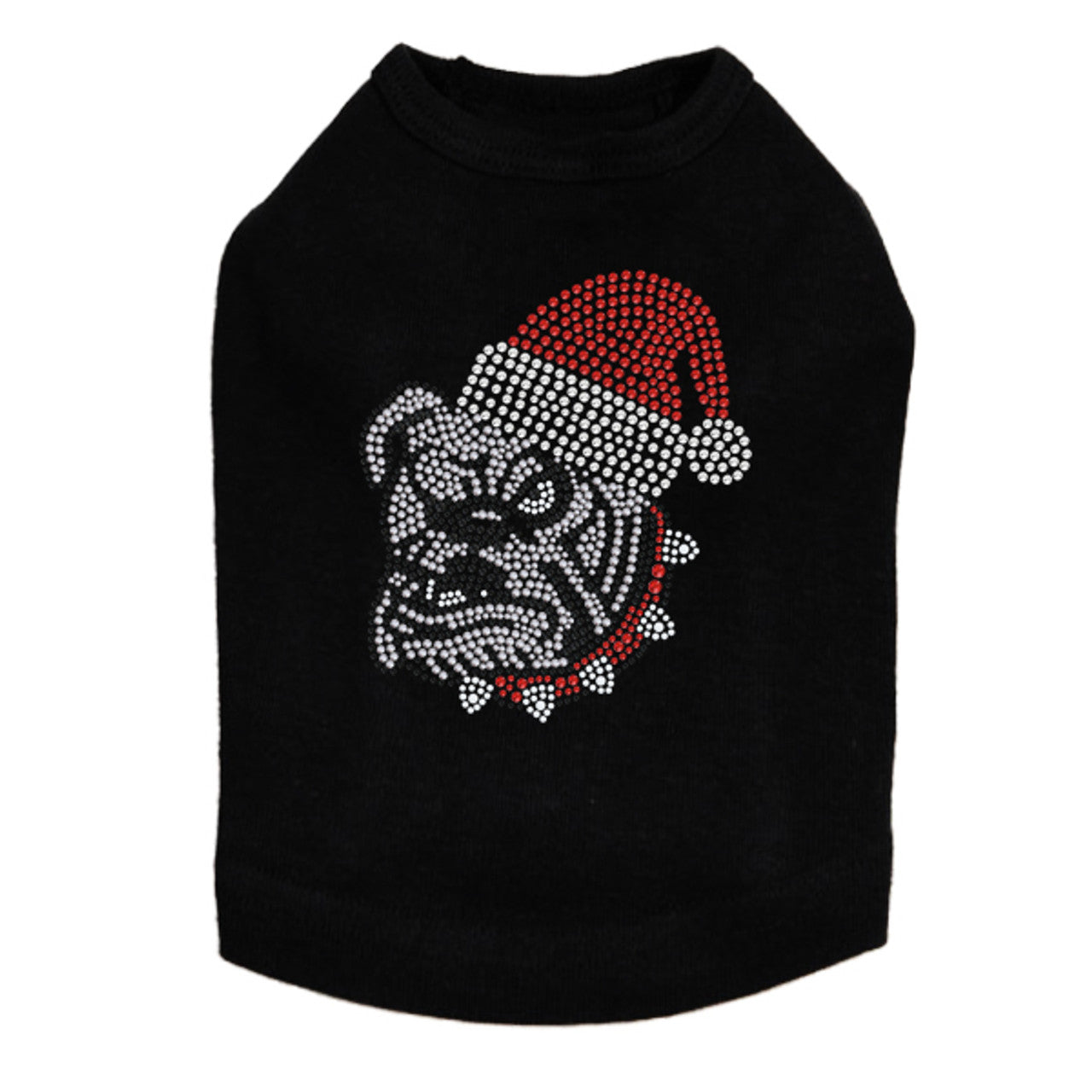Bulldog Face (White) with Santa Hat - Dog Tank