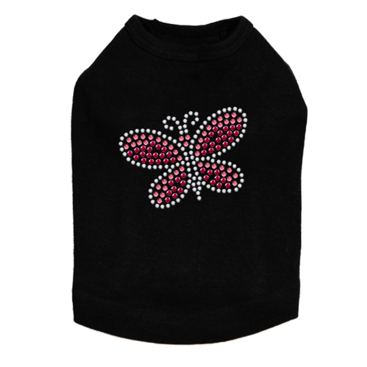 Pink Rhinestone & Rhinestud Butterfly - Dog Tank