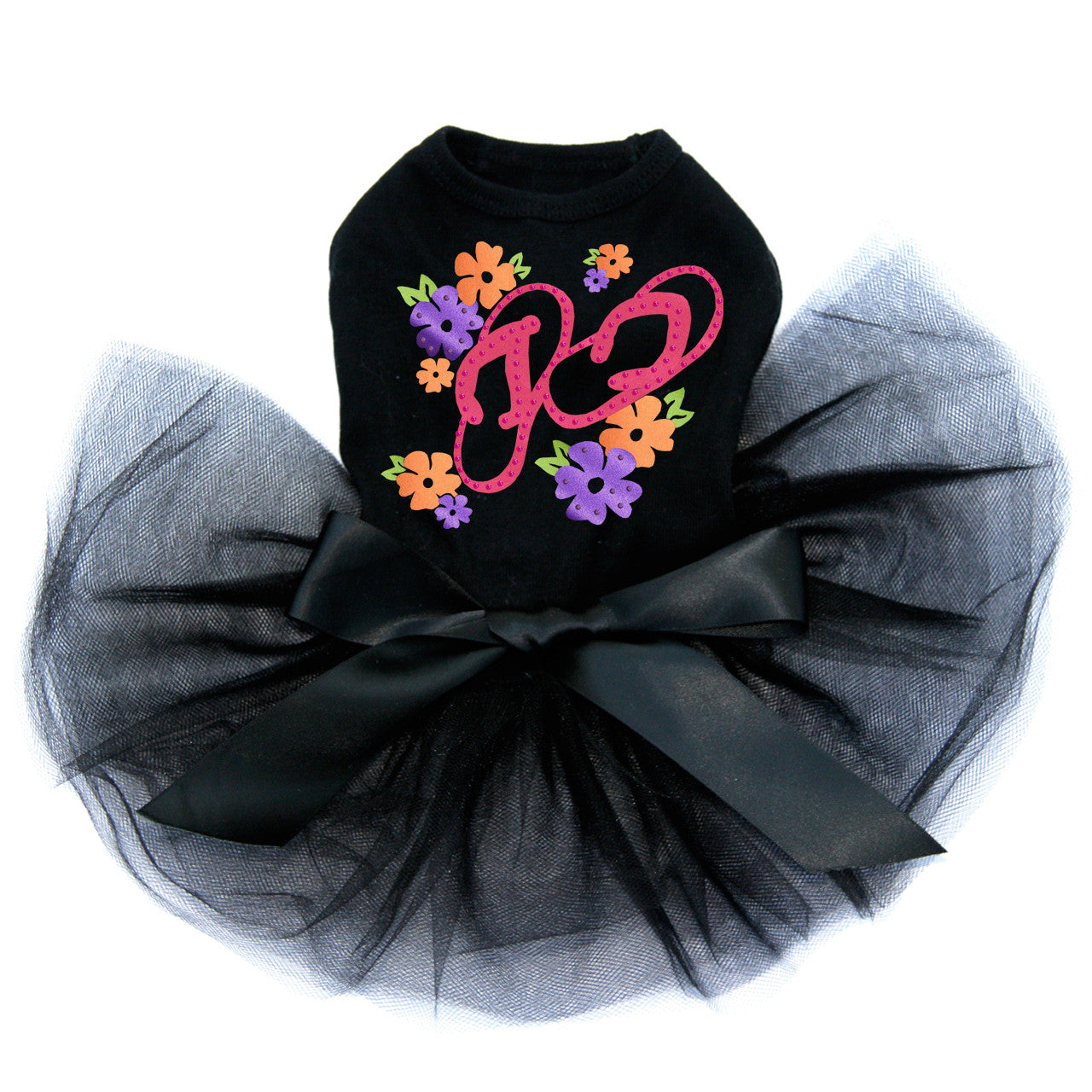 Satin Flip Flops with Flowers - Custom Tutu