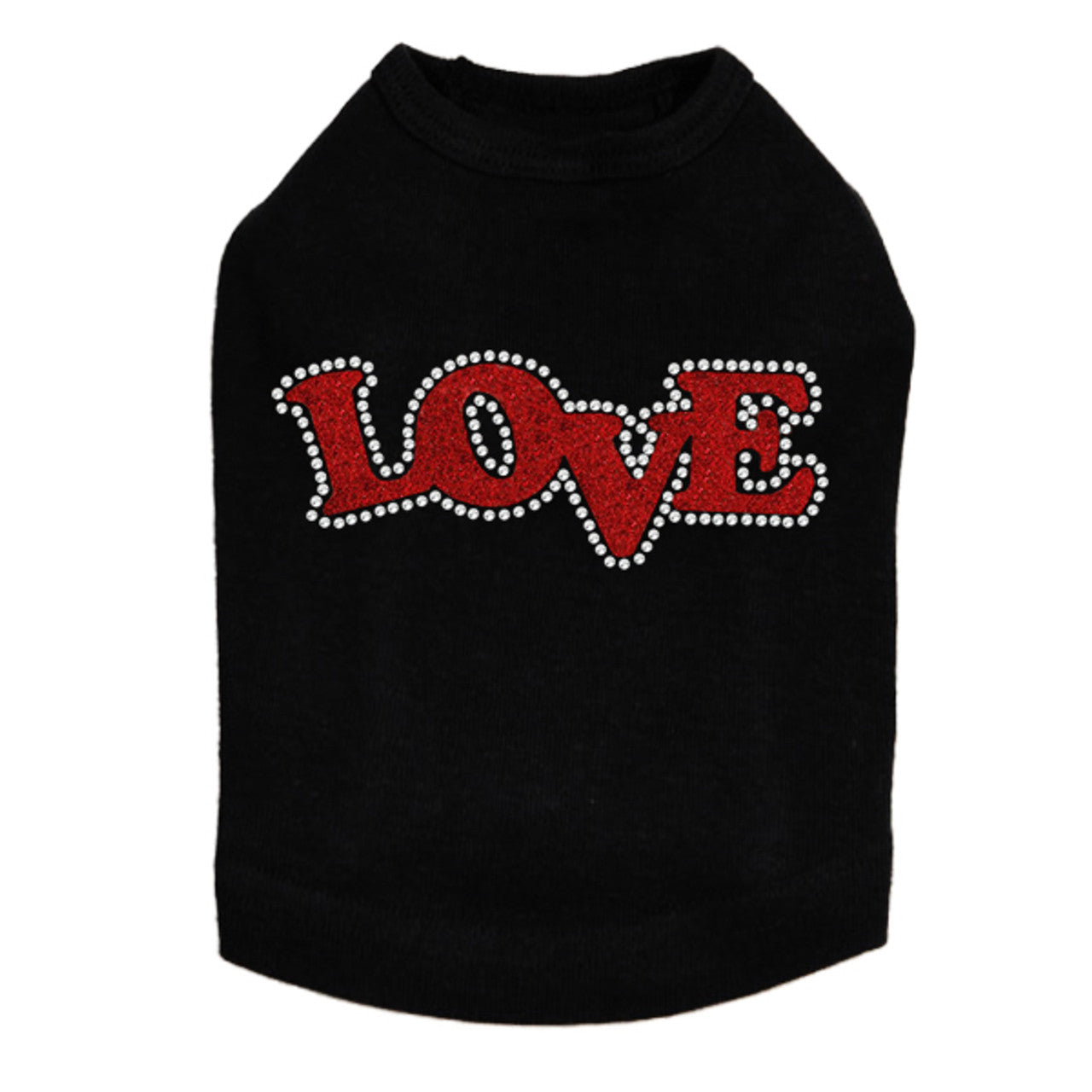 Love (Red Glitter) - Dog Tank