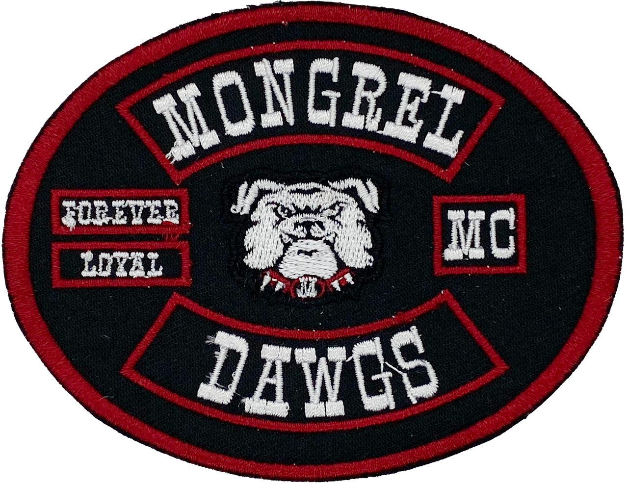 Mongrel Dawg Oval EMBROIDERY Patch (4) -BLACK