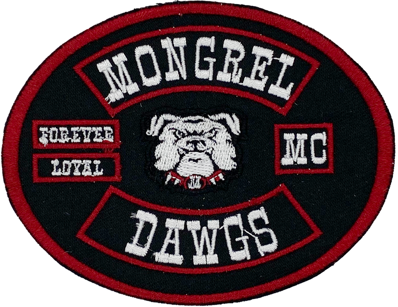 Mongrel Dawg Oval EMBROIDERY Patch (4) -BLACK