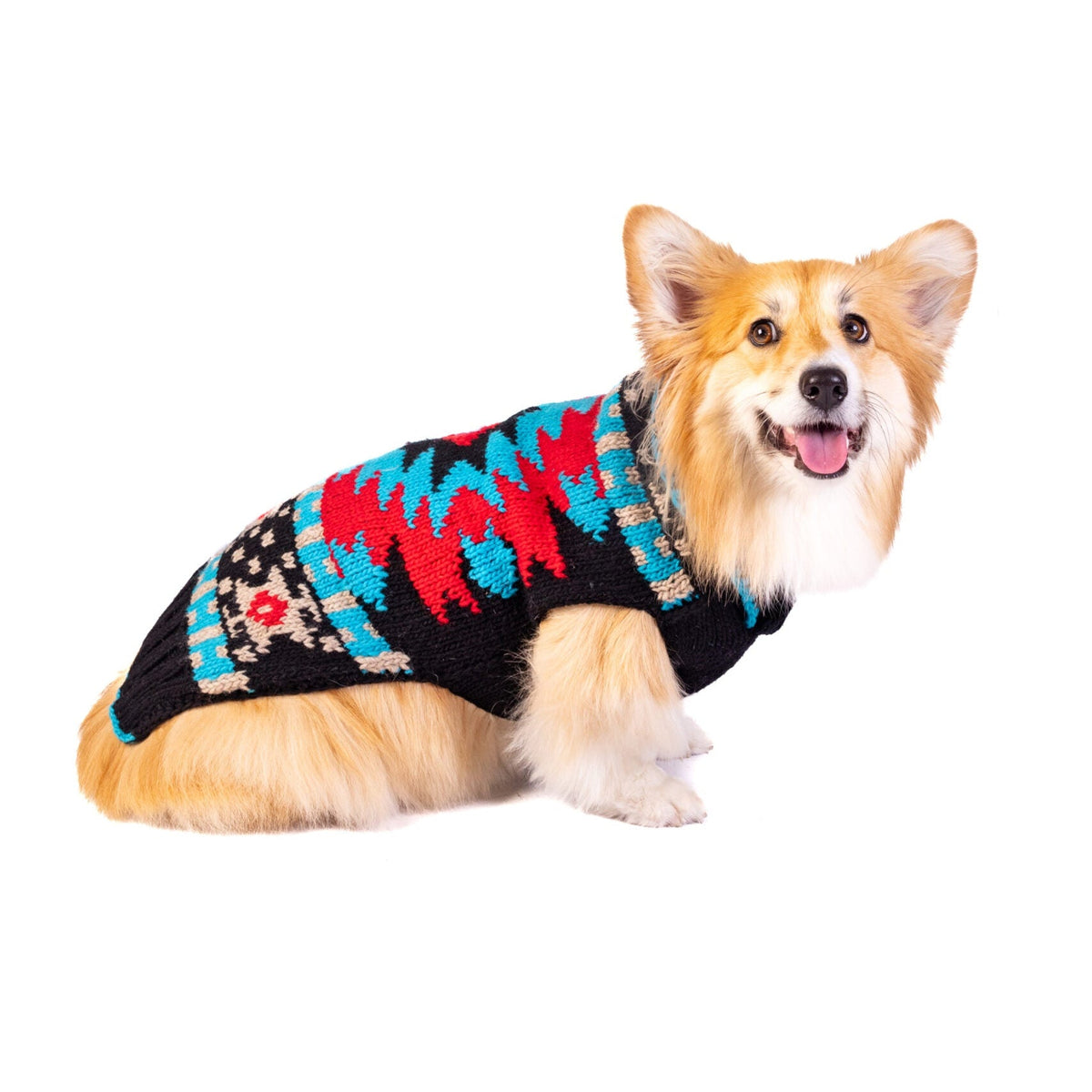 Chilly Dog Black Southwest Wool Dog Sweater