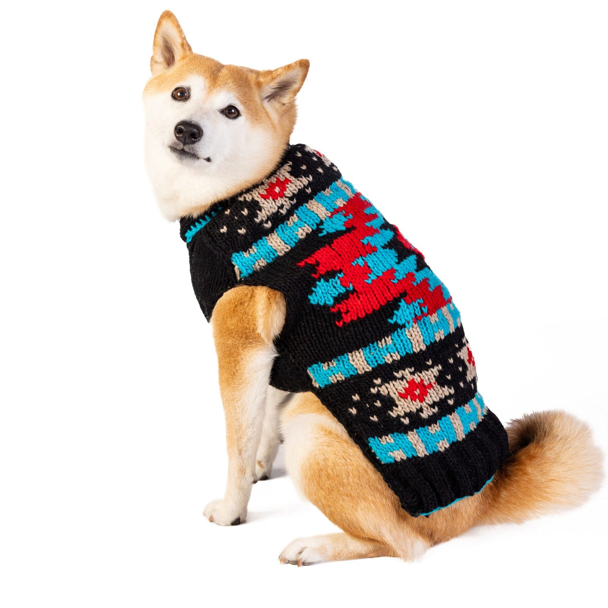 Chilly Dog Black Southwest Wool Dog Sweater