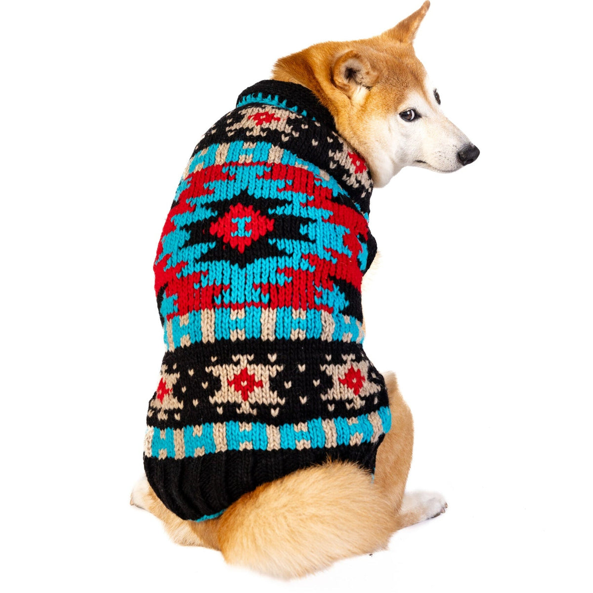 Chilly Dog Black Southwest Wool Dog Sweater