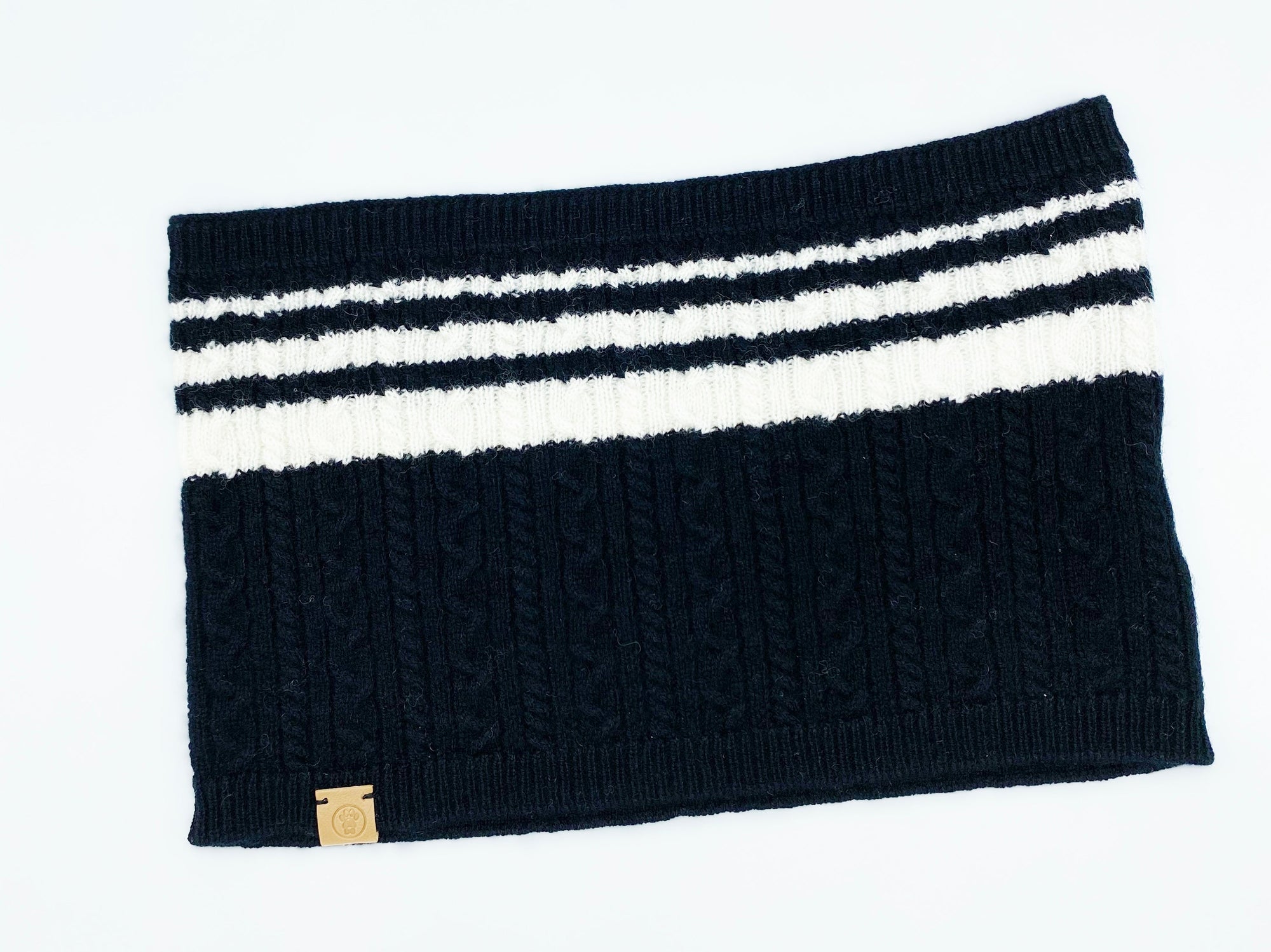 BESPOKE PAWS Cashmere Blend Scarf sets for Pets and their humans, Black and White - Wool Durable Adjustable Warm BANDANA