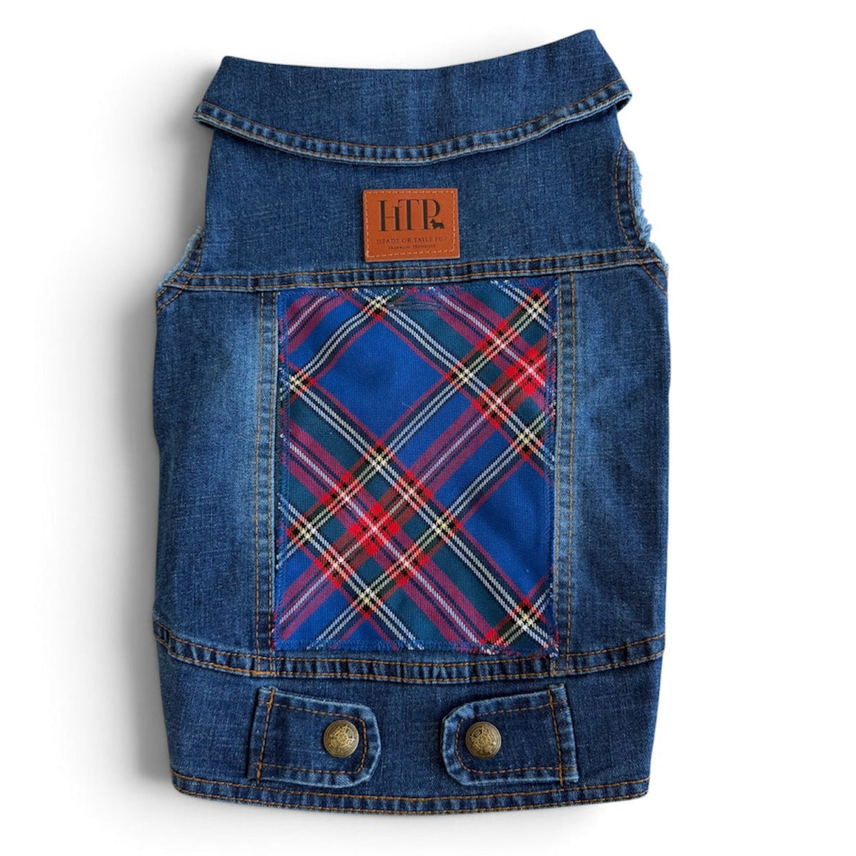 Heads or Tails Pup Red & Blue Plaid Panel Dog Vest