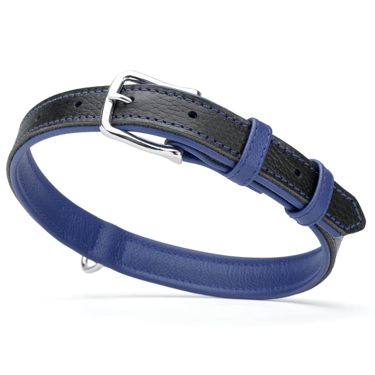 Dogline Soft Leather Dual-Color Flat Dog Collar