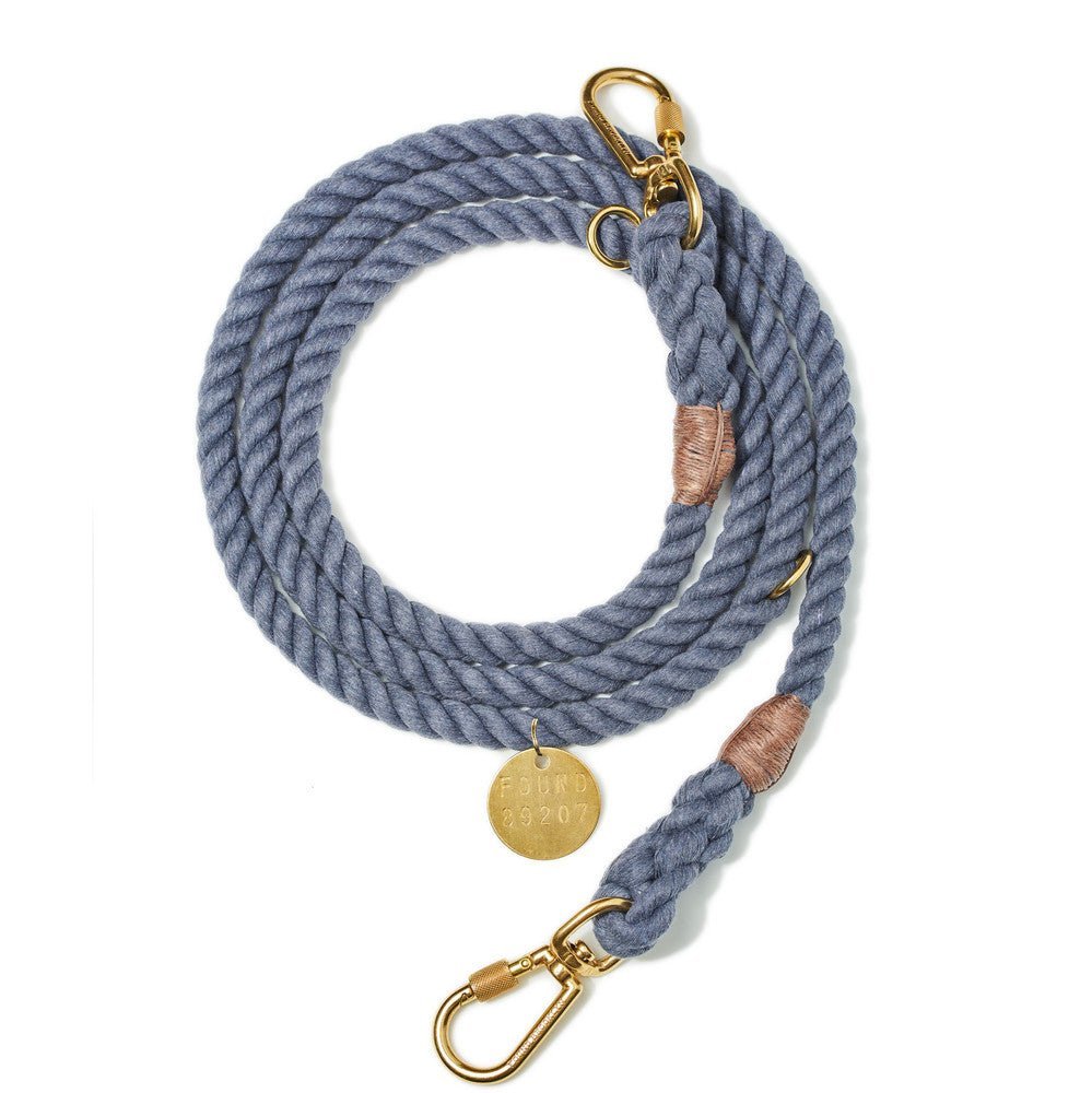 Blue Jean Up-Cycled Rope Dog Leash, Adjustable - Found My Animal