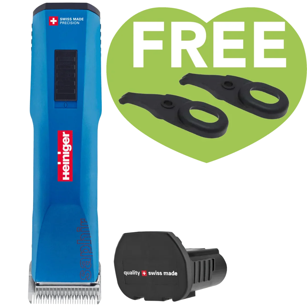 Blue Saphir Cordless Clipper One Battery with 2 Free Drives by Heiniger