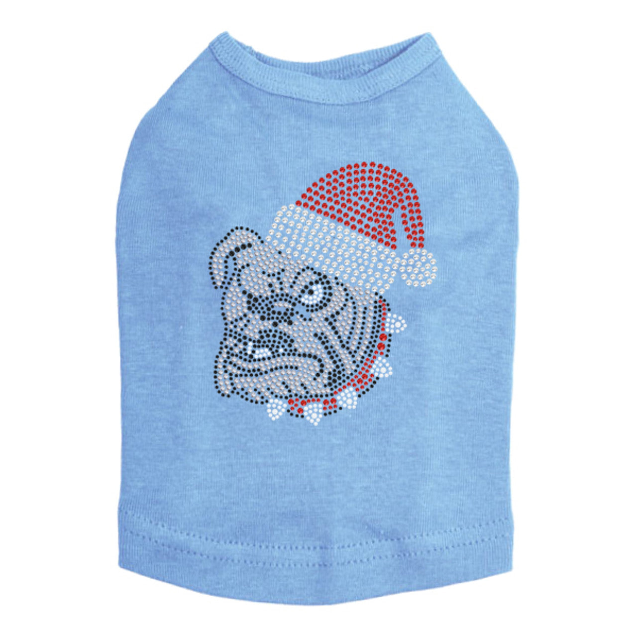Bulldog Face (White) with Santa Hat - Dog Tank
