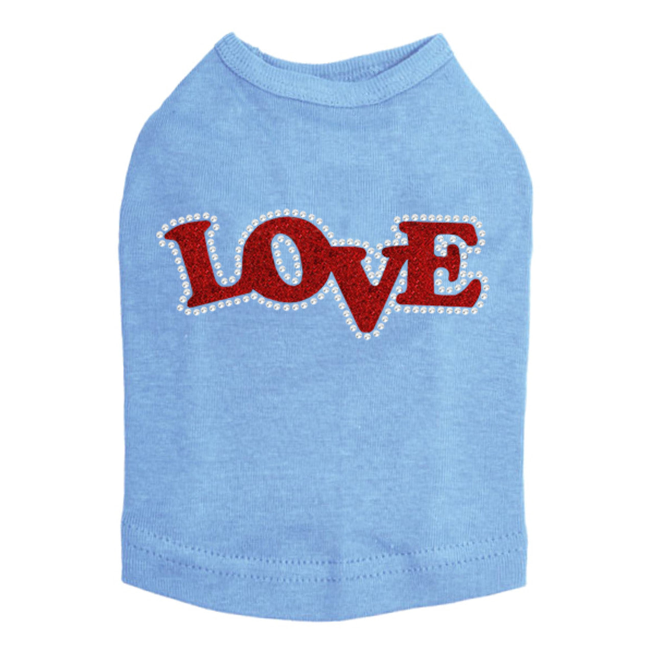 Love (Red Glitter) - Dog Tank