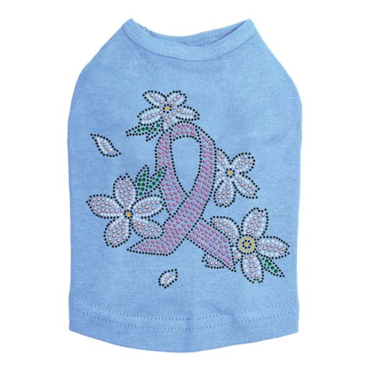 Pink Ribbon with Flowers - Dog Tank