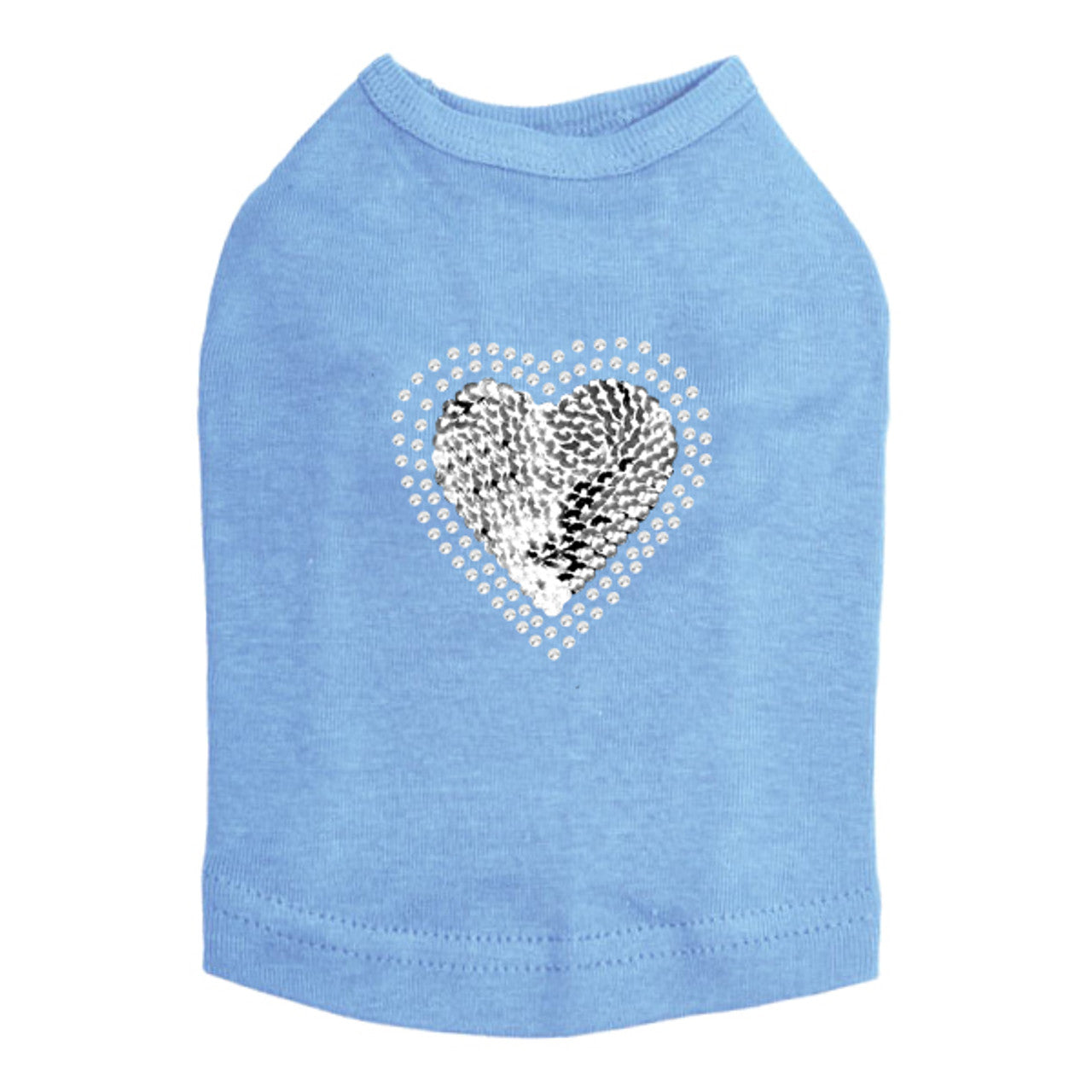 Sequin Silver Heart - Dog Tank