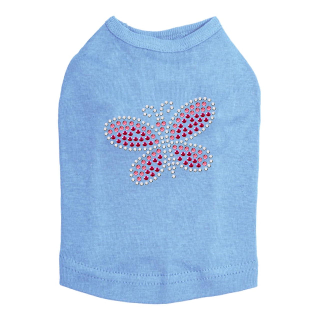 Pink Rhinestone & Rhinestud Butterfly - Dog Tank