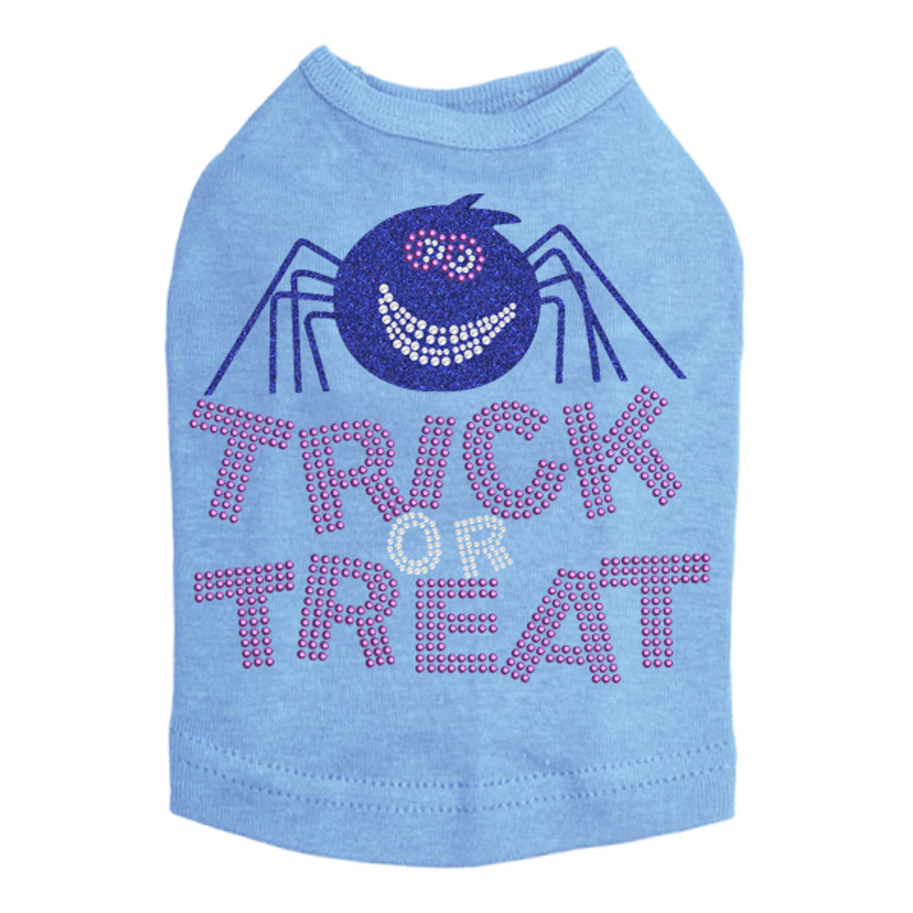 Trick or Treat with Blue Glitter Spider - Dog Tank
