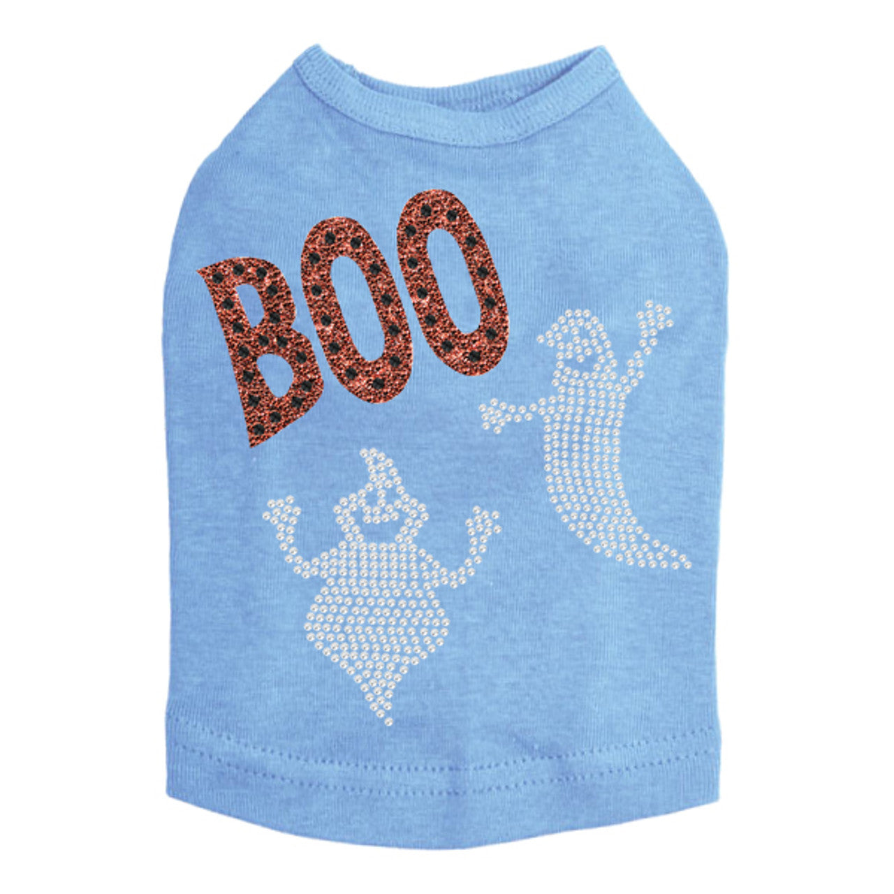 Orange Glitter Boo with Rhinestone Ghost - Dog Tank