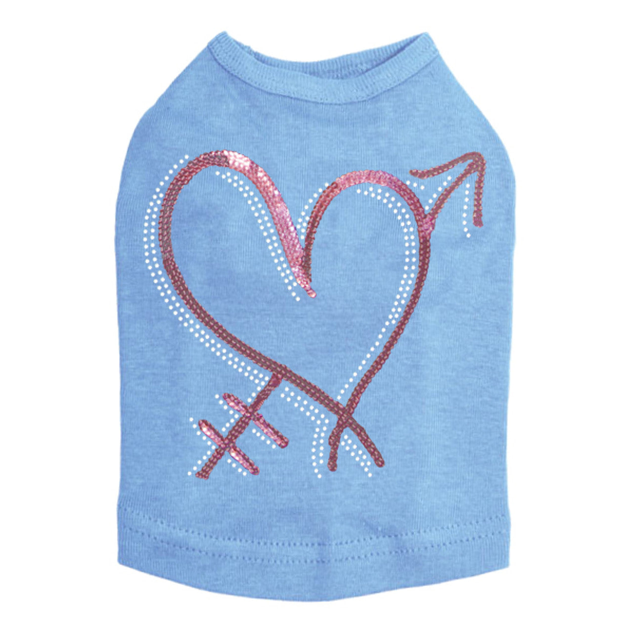 Pink Sequin Heart with Arrow - Dog Tank