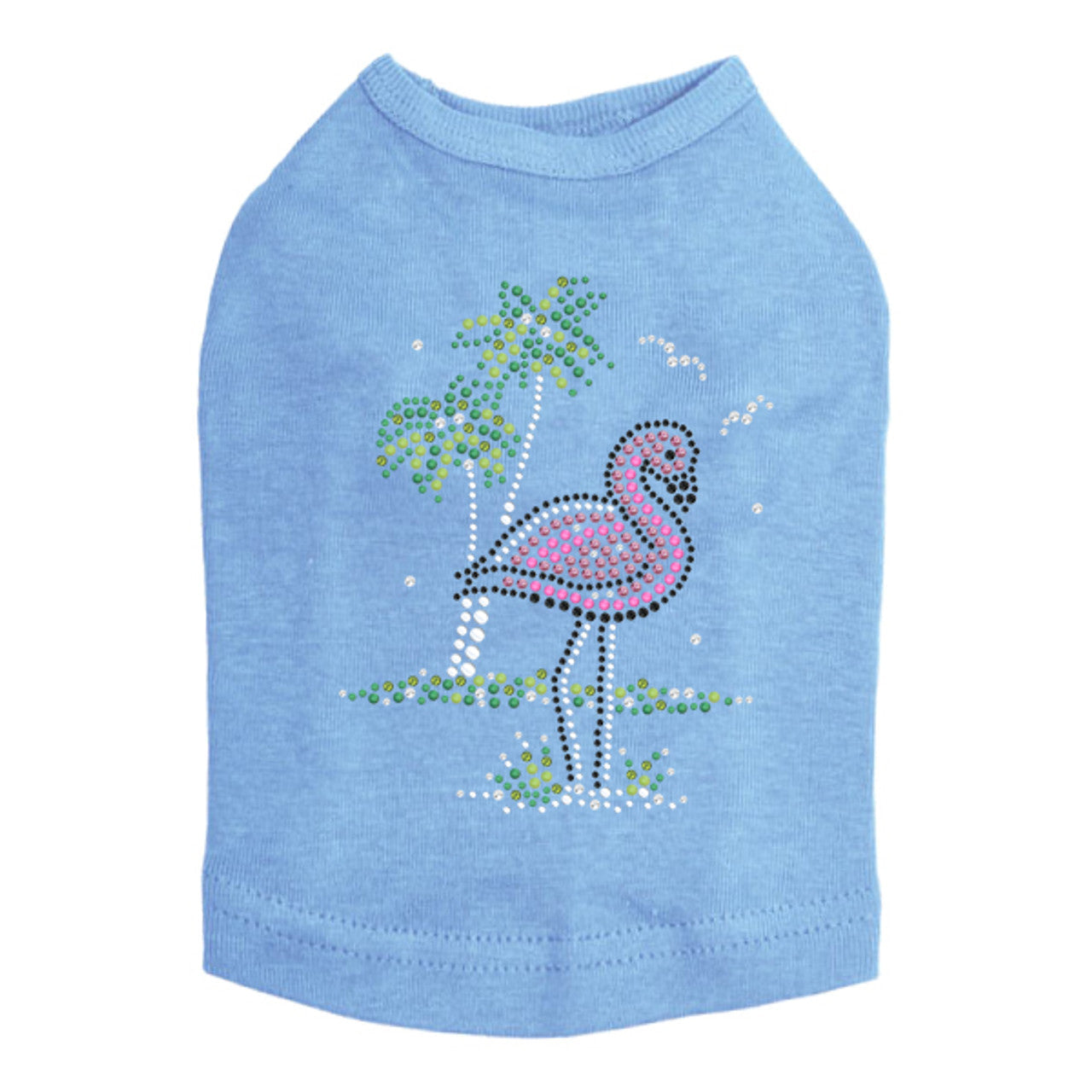 Pink Flamingo with Palm Trees - Dog Tank