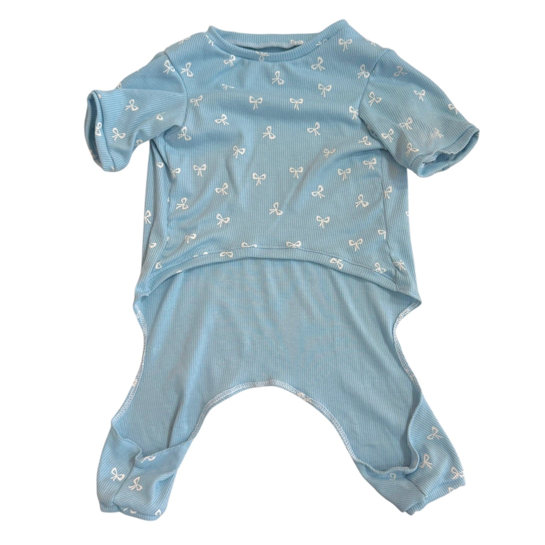 Heads or Tails Pup Blue Bow Dog Pajamas