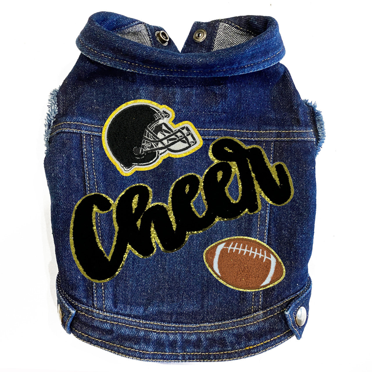 Cheer Football (Large) Denim Dog Jacket