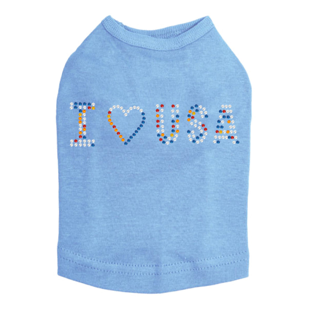I Love USA (Multicolor Rhinestones) - Dog Tank