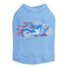 Motorcycle - Large Red, White, & Blue with Flames - Dog Tank
