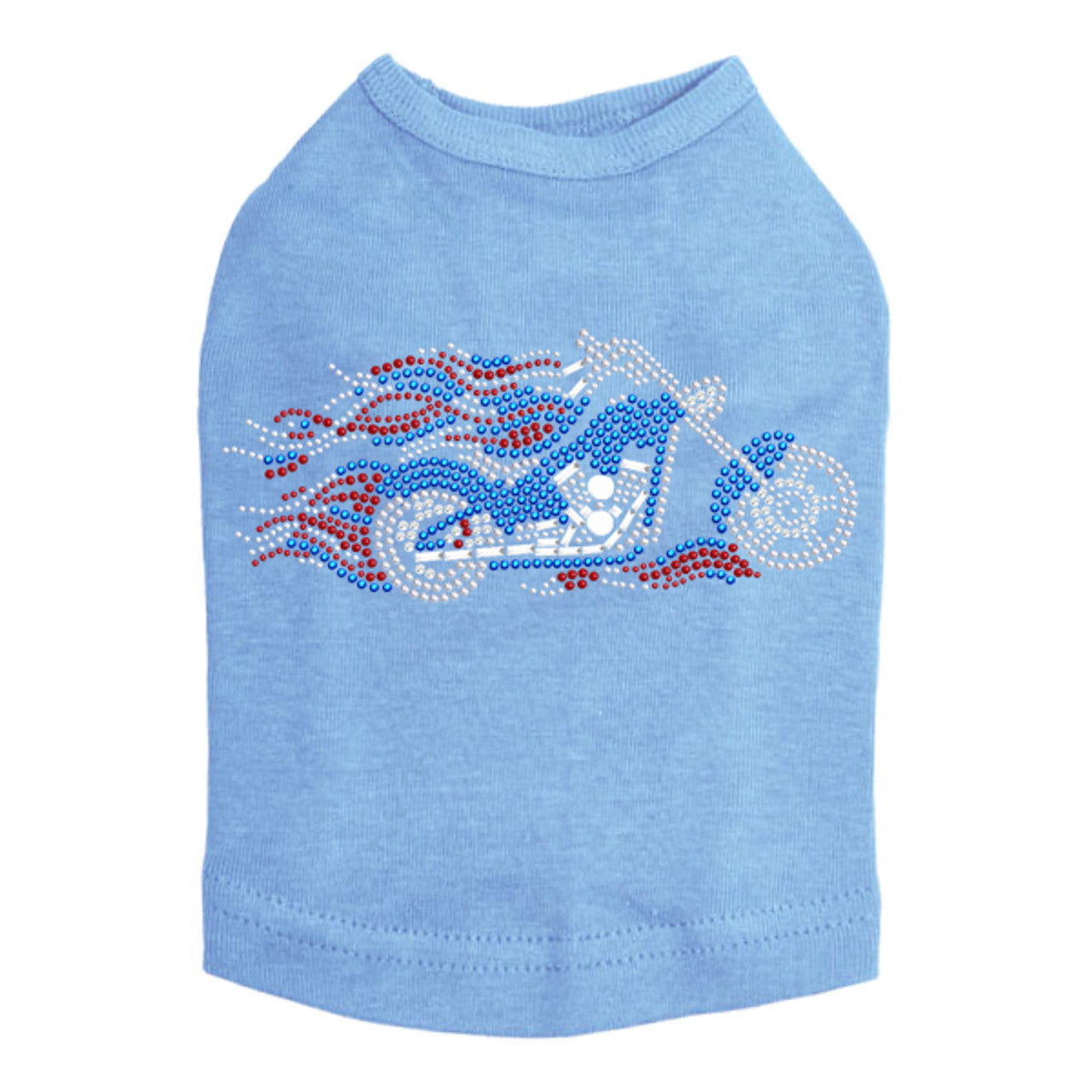 Motorcycle - Large Red, White, & Blue with Flames - Dog Tank