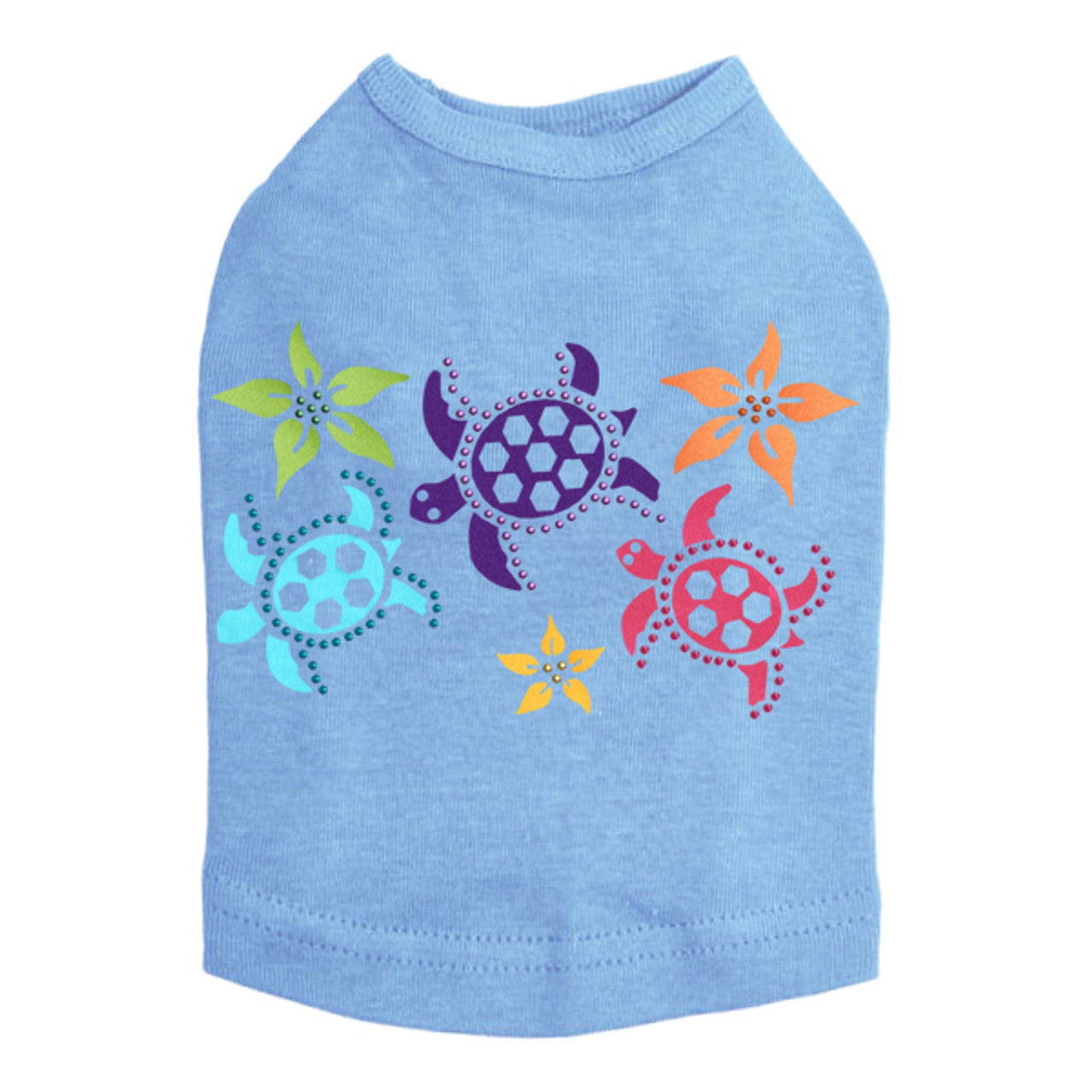 Satin Sea Turtles with Flowers - Dog Tank