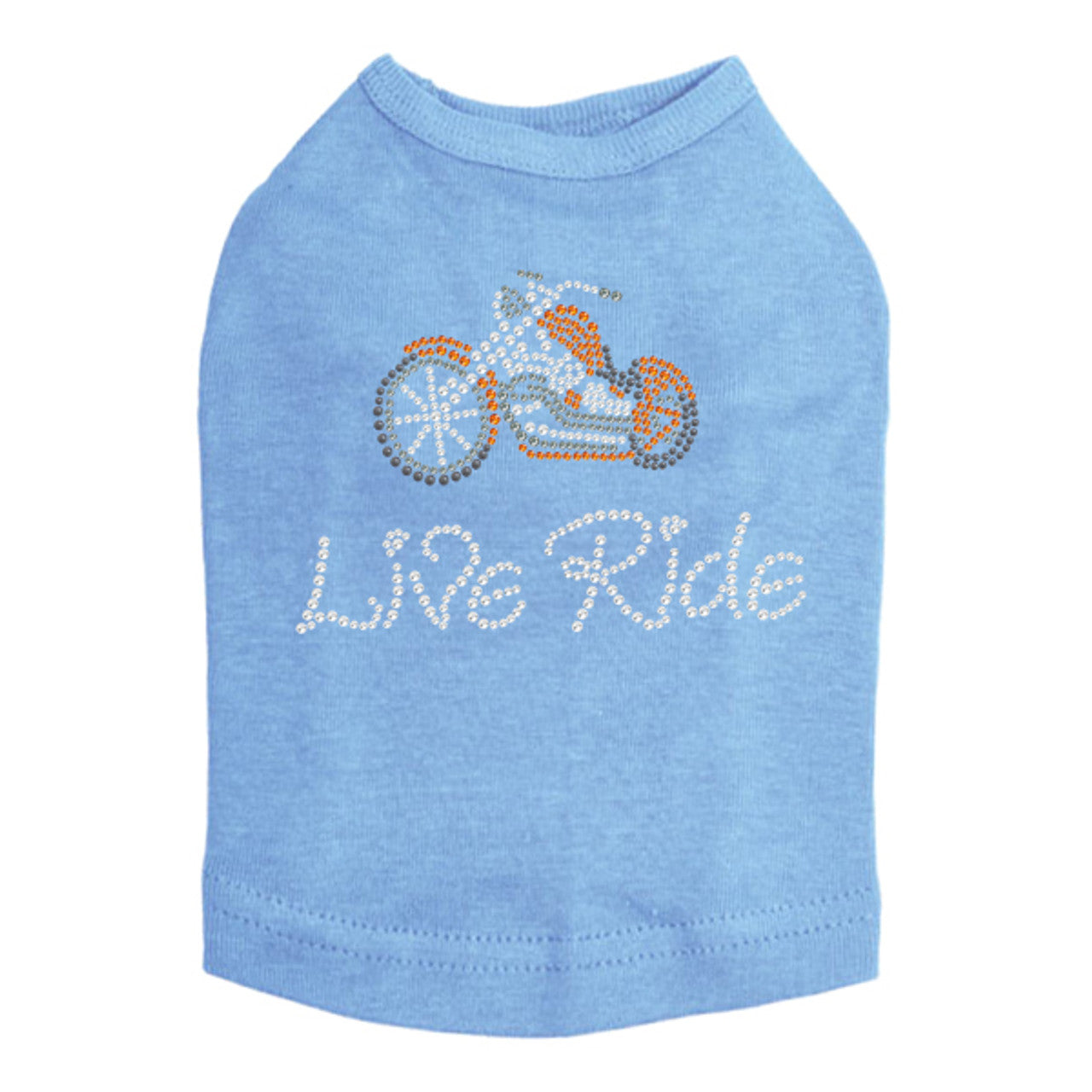 Live - Ride - Orange Motorcycle - Dog Tank