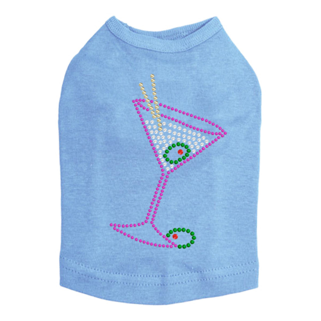 Martini - Fuchsia with Clear Rhinestones - Dog Tank