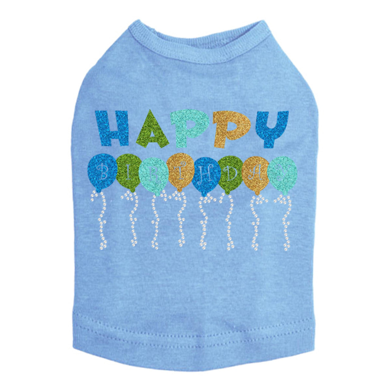 Happy Birthday Balloons (Blue) - Dog Tank