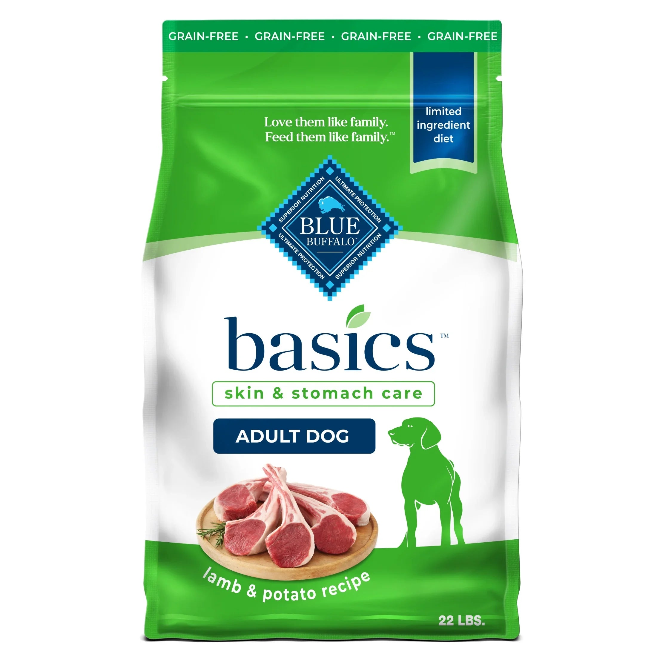 Blue Buffalo Basics Adult Grain-Free Lamb & Potato, Limited Ingredient Diet Dry Dog Food