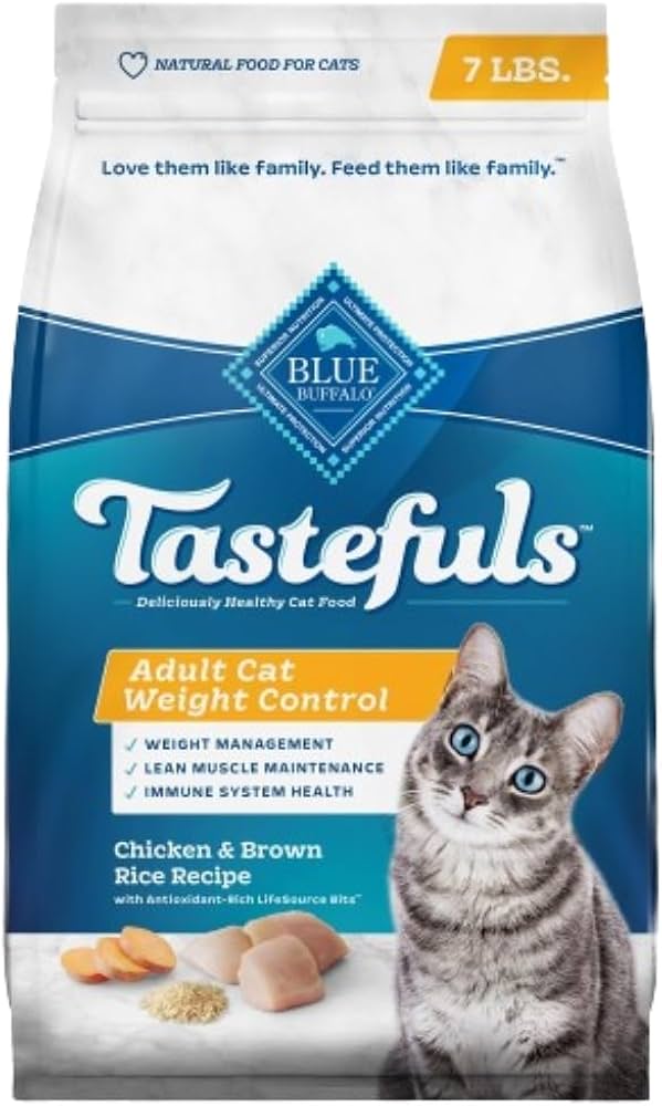 Blue Buffalo Tastefuls Adult Weight Control Chicken & Brown Rice Recipe Dry Cat Food (7lb)