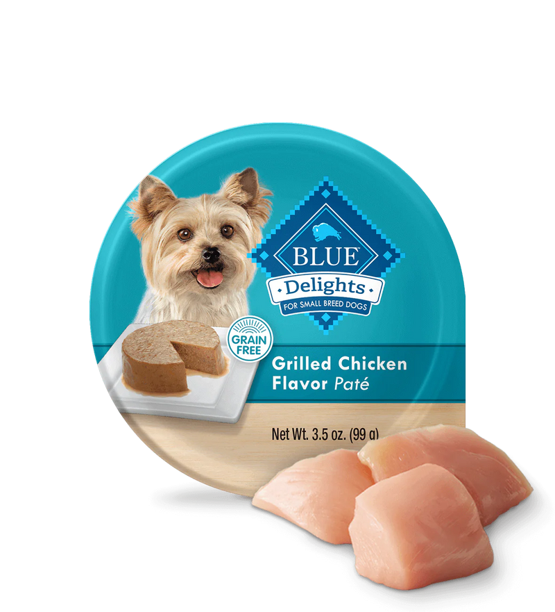 Blue Buffalo Delights Small Breed Adult Dog Grilled Chicken Pate Flavor in Savory Juices Wet Dog Food (3.5oz)