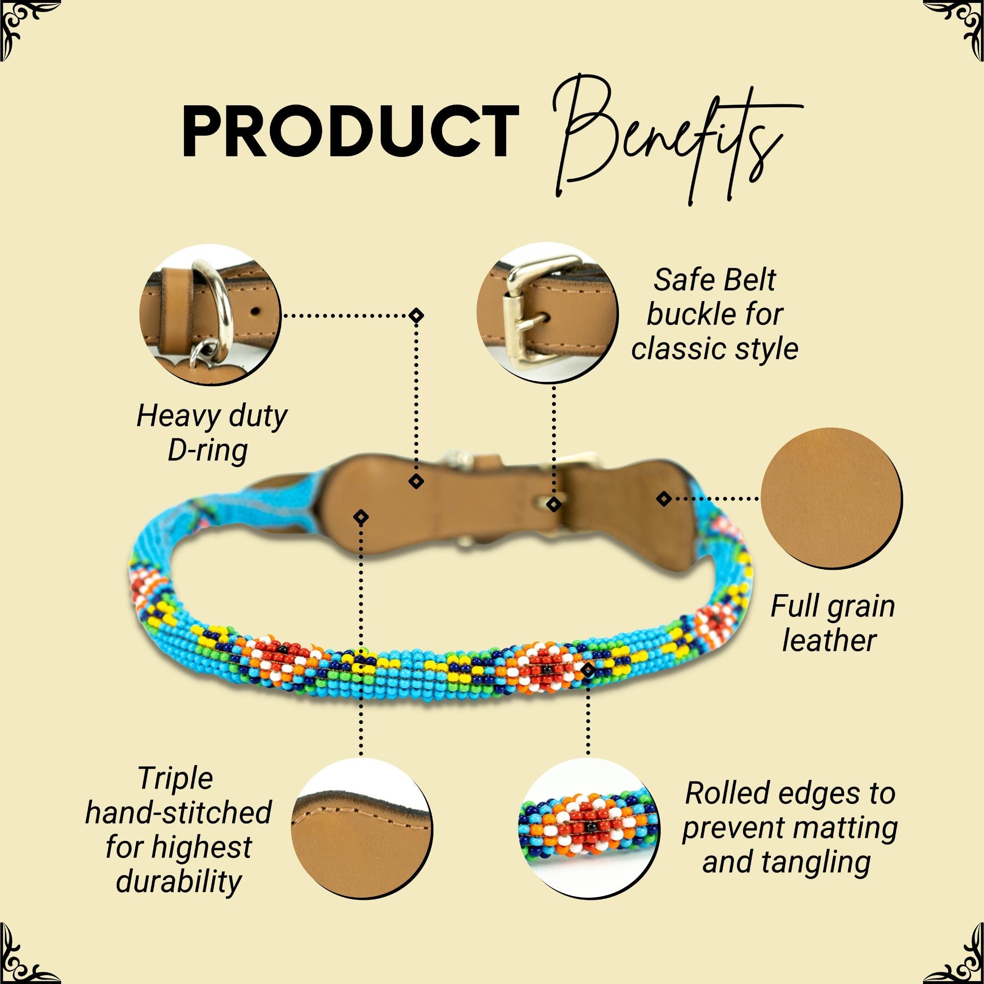 Blue Vogue Sambboho dog collar (rolled)