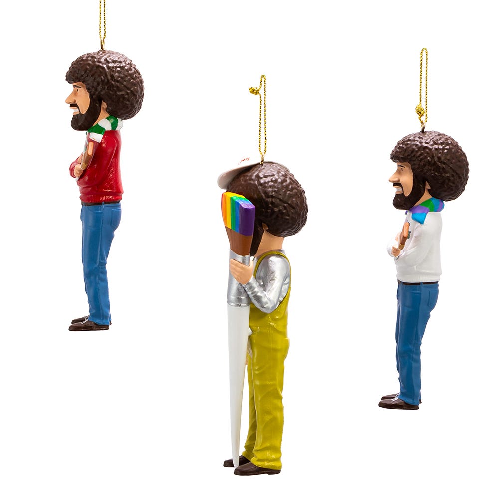 Kurt Adler 5-Inch Bob Ross Blow Mold Ornaments, 3-Piece Set