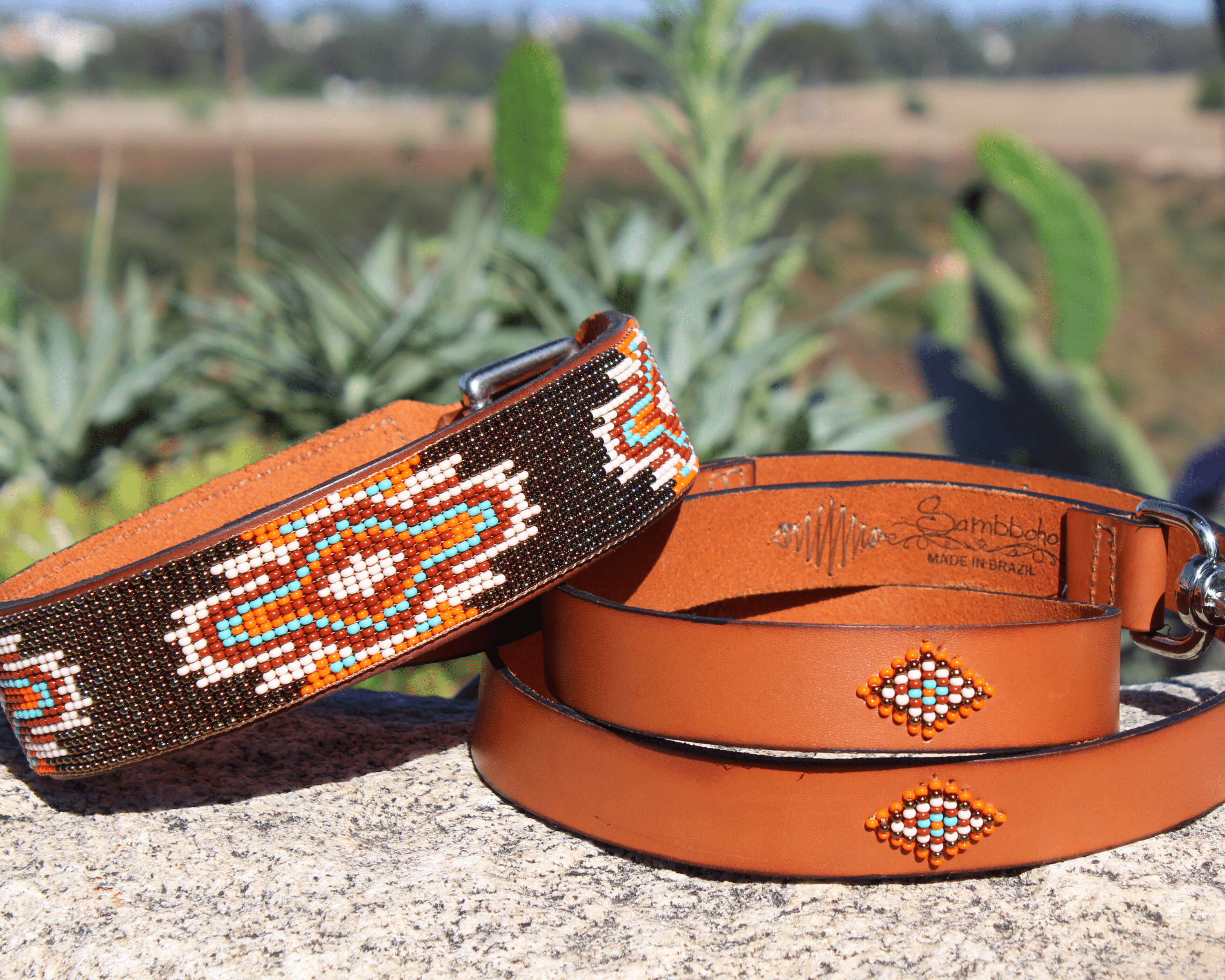Matching leash/dog collar Boho Chic Sambboho Bundle