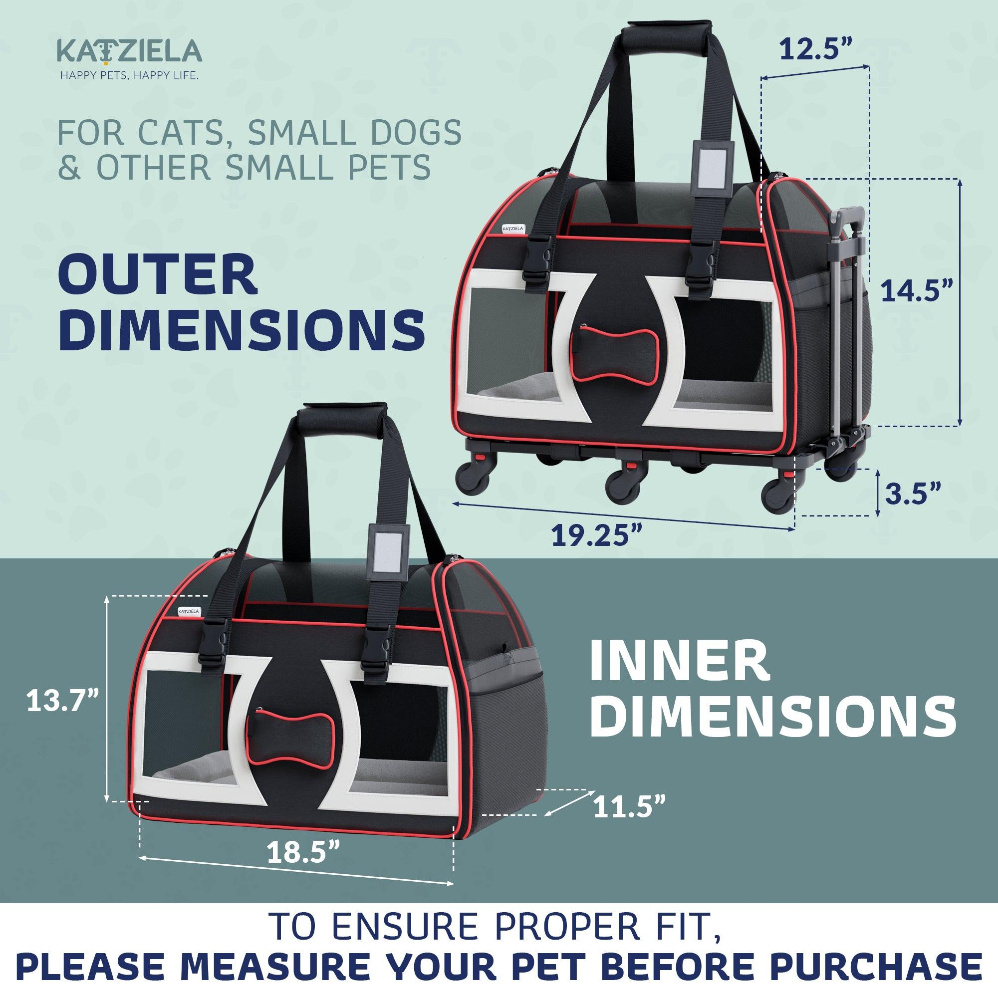 Bone Cruiser Pet Carrier with Removable Wheels and Telescopic Handle