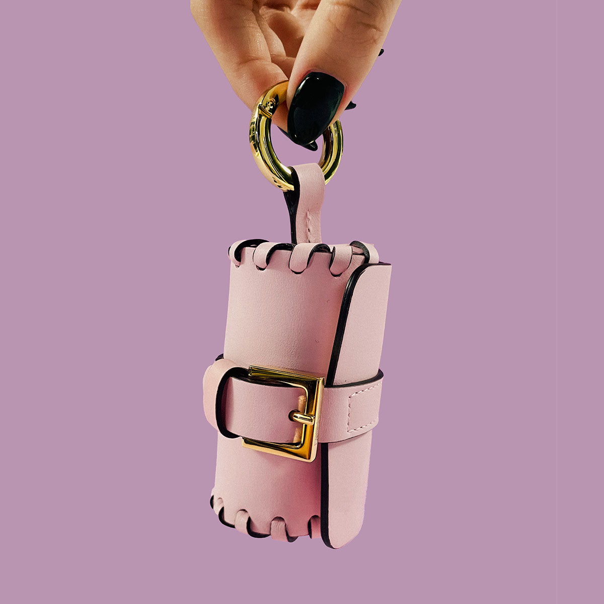 Napa Leather Dog Waste Bag Holder in Pink, Made in Italy