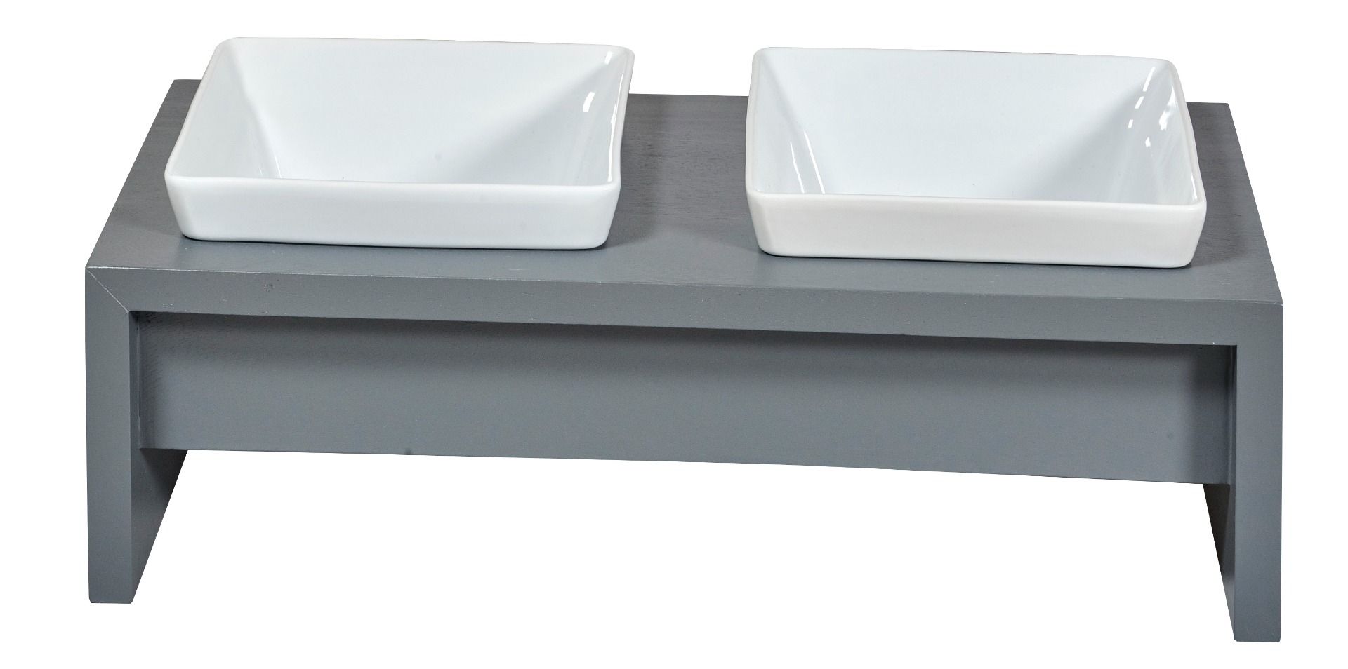 Moderno Double Wood Feeder Grey for dogs premium Bowsers luxury dog bed