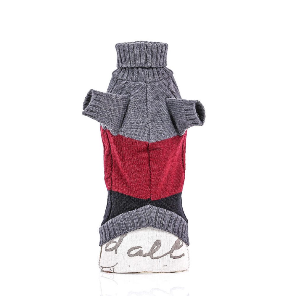 Sweater - Tricolor Braided Pullover Grey/Burgundy/Black