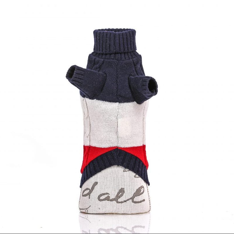 Sweater - Tricolor Braided Pullover Blue/White/Red